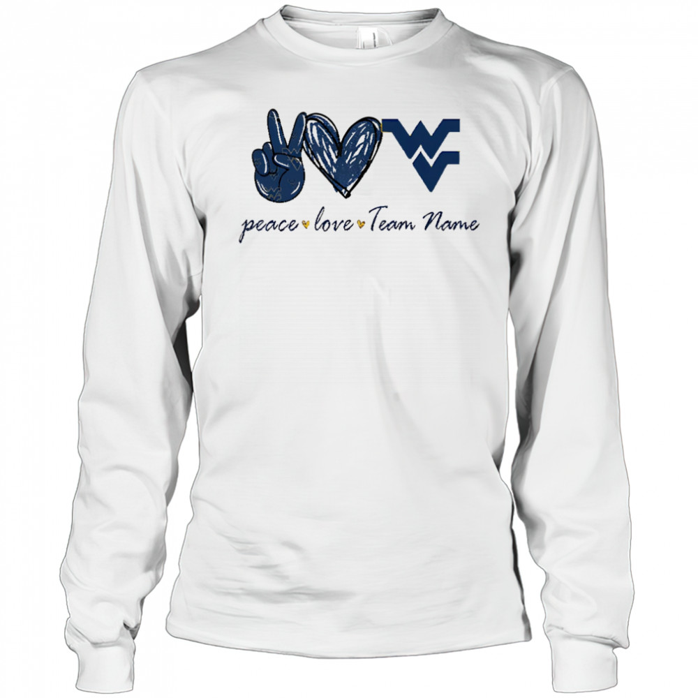Personalized west Virginia mountaineers peace love shirt Long Sleeved
