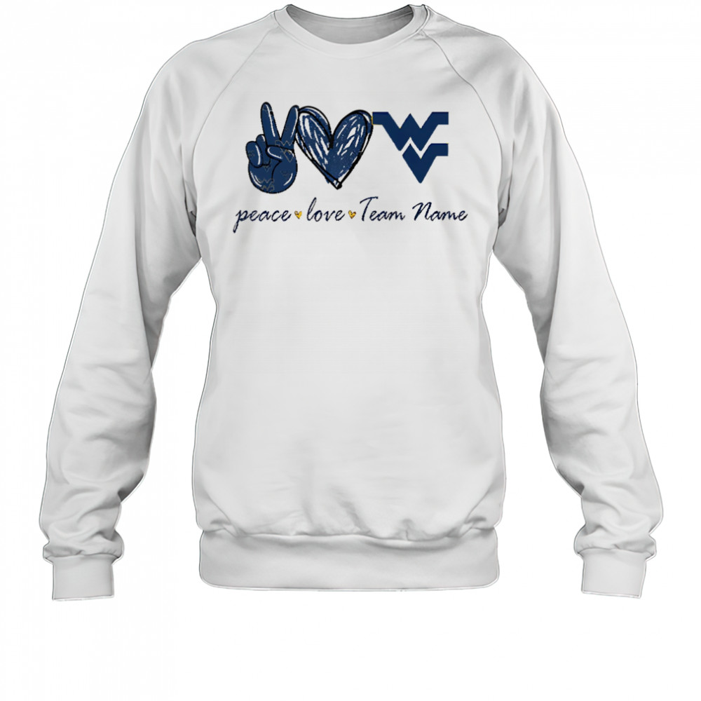 Personalized west Virginia mountaineers peace love shirt Sweatshirt