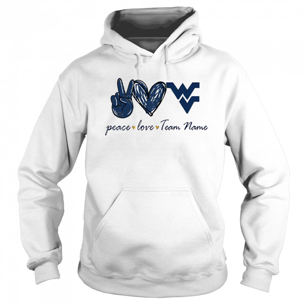 Personalized west Virginia mountaineers peace love shirt Sweatshirt