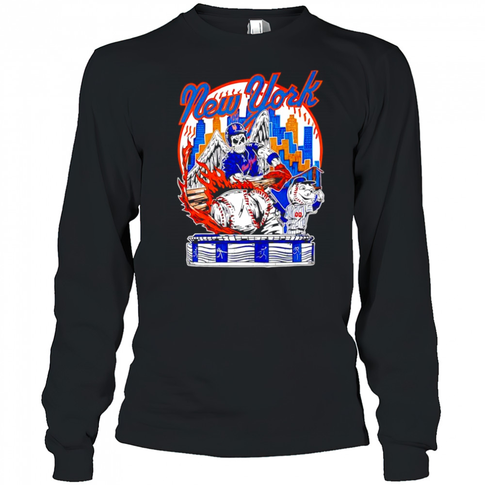 Skeleton New York Knicks baseball skyline shirt Long Sleeved