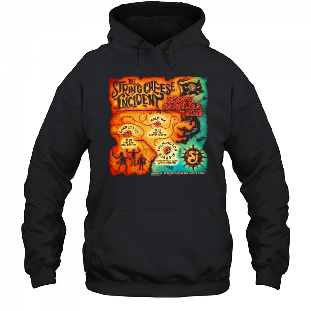The String Cheese Incident North Carolina 2025 Tour Pirate Map Dates T-shirt Hoodie