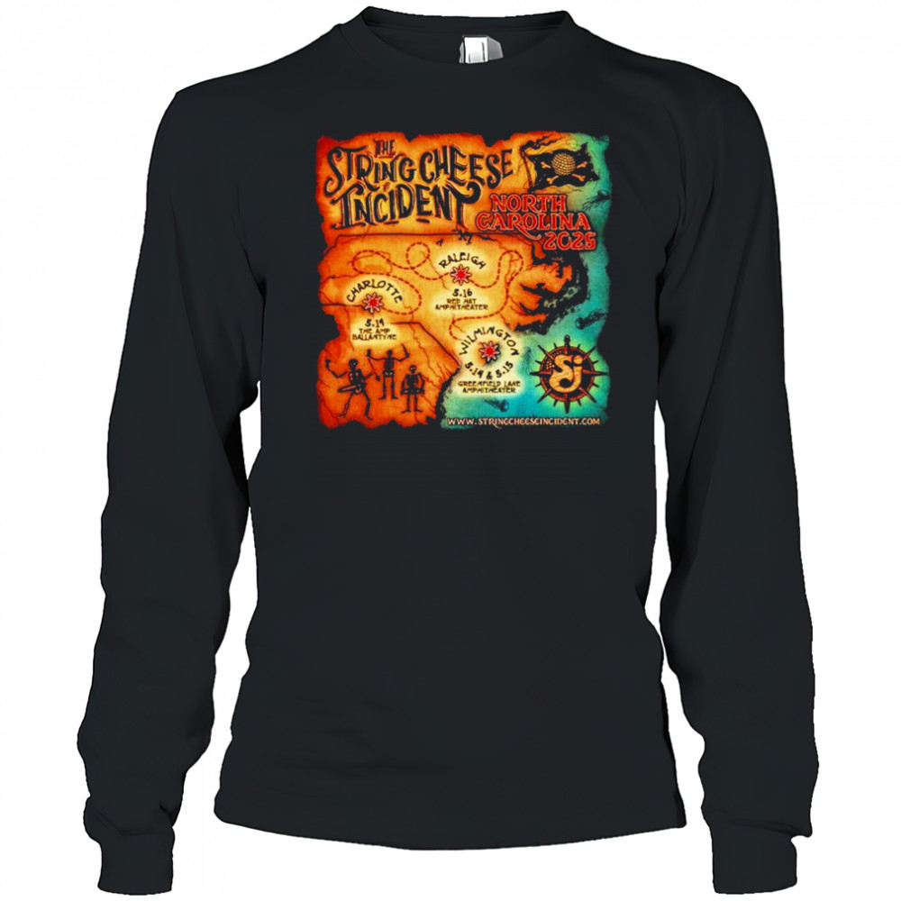 The String Cheese Incident North Carolina 2025 Tour Pirate Map Dates T-shirt Long Sleeved