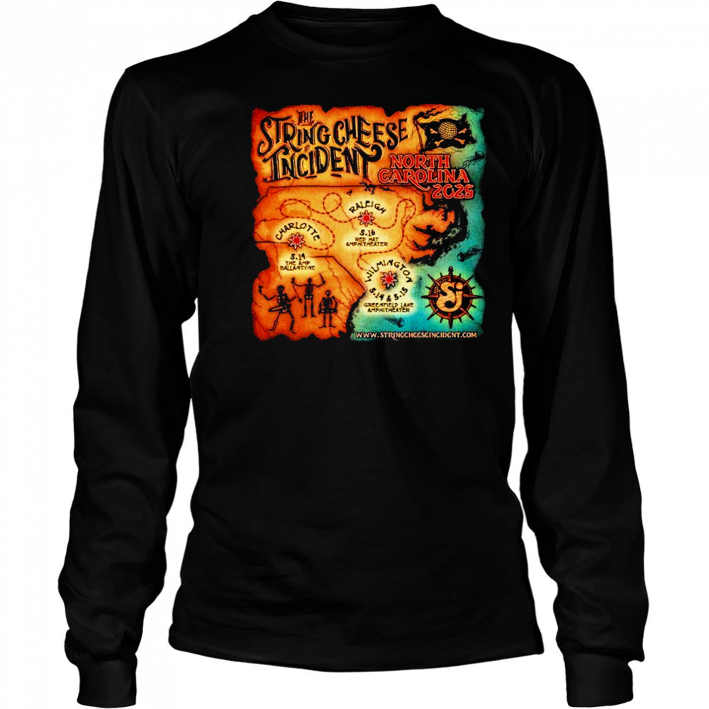 The String Cheese Incident North Carolina 2025 Tour Pirate Map Dates T-shirt Long Sleeved