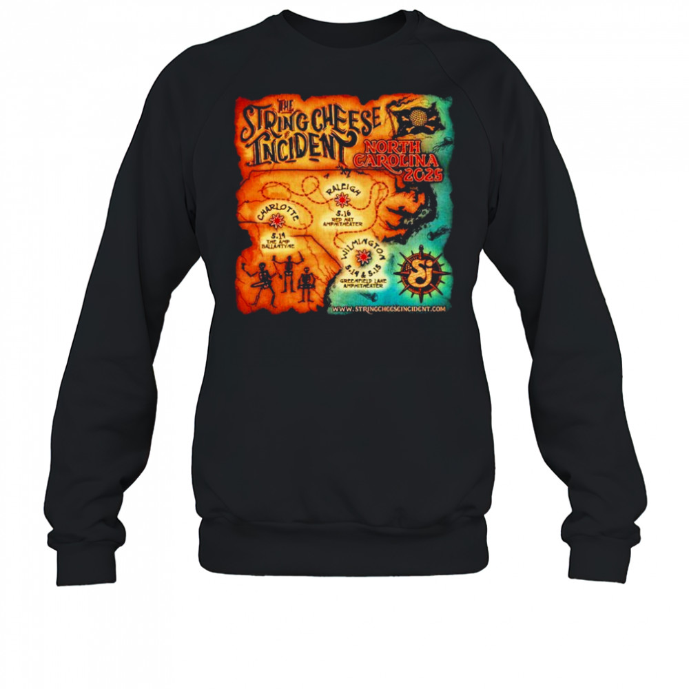 The String Cheese Incident North Carolina 2025 Tour Pirate Map Dates T-shirt Sweatshirt