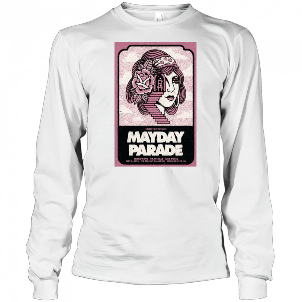 Three Cheers For 20 Years Tour Mayday Parade Microwave Grayscale Like Roses June 6 2025 Shirt Long Sleeved