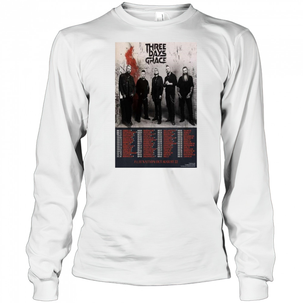 Three Days Grace ALIENATION Out August 22 Tour t-shirt Long Sleeved