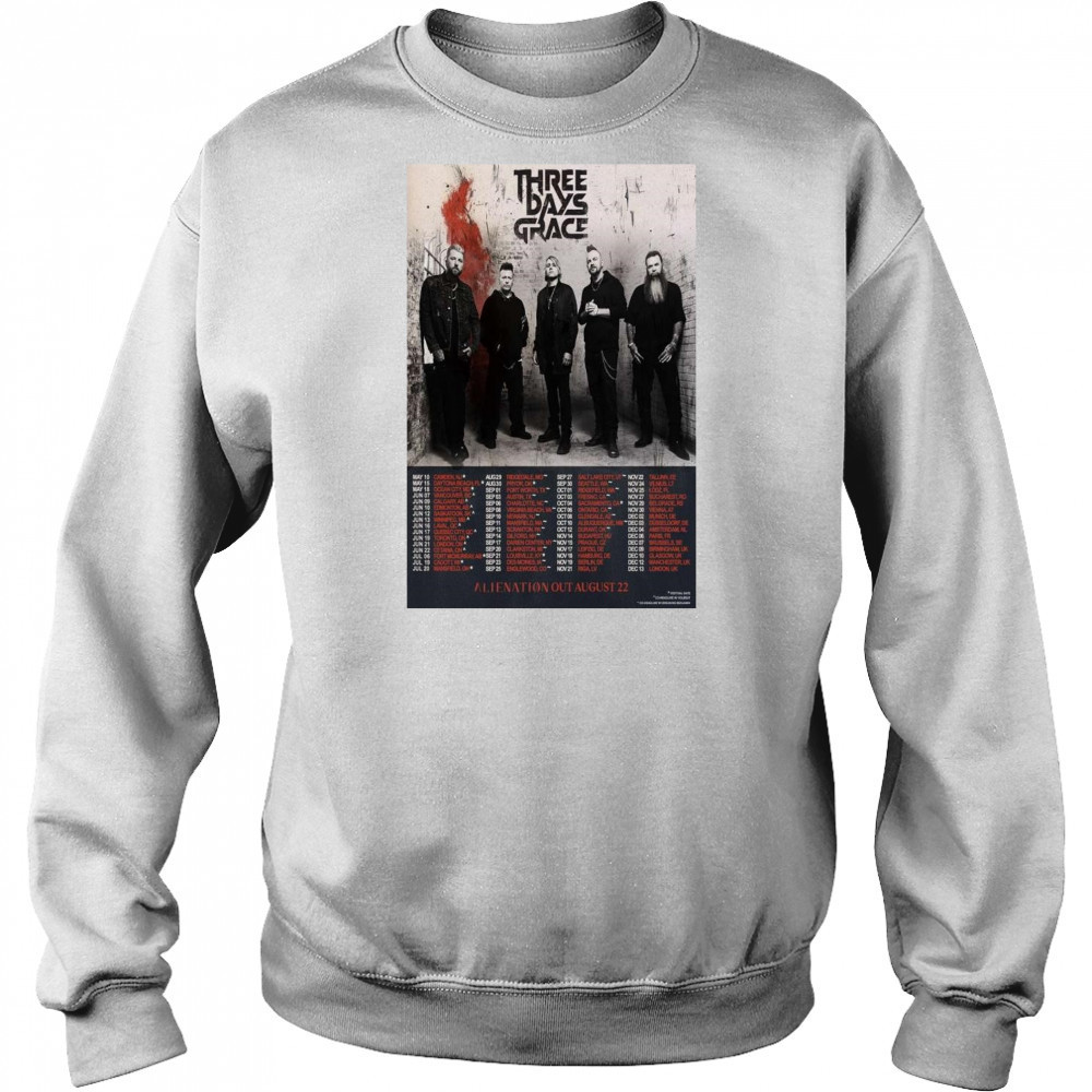 Three Days Grace ALIENATION Out August 22 Tour t-shirt Hoodie