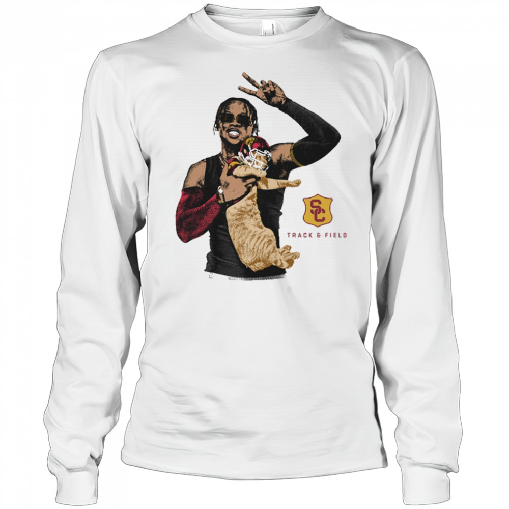 Travis Williams USC Trojans Track & Field NCAA Division I Portrait Cat t-shirt Long Sleeved