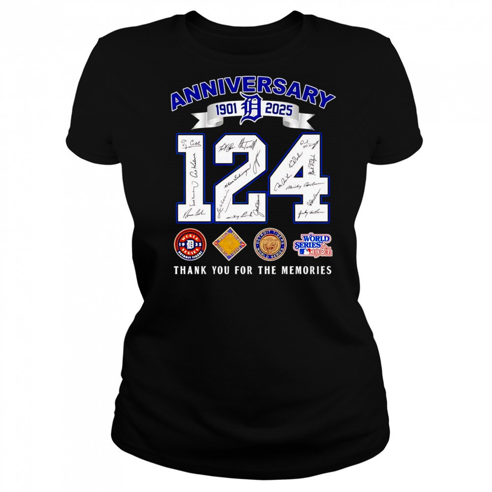 124 anniversary 1901 2025 Detroit Tigers thank you for the memories shirt Women's T-shirt