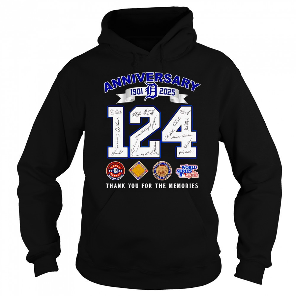 124 anniversary 1901 2025 Detroit Tigers thank you for the memories shirt Sweatshirt