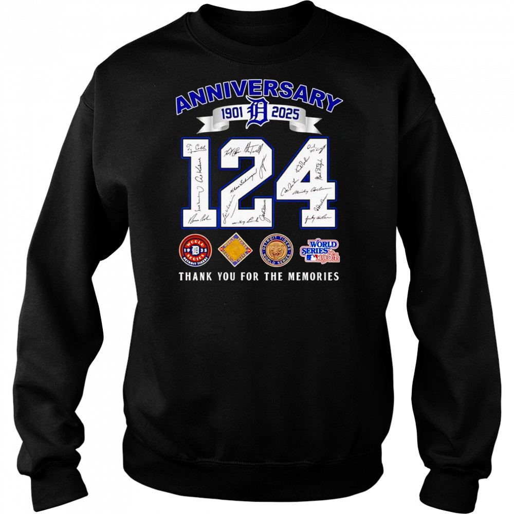 124 anniversary 1901 2025 Detroit Tigers thank you for the memories shirt Hoodie