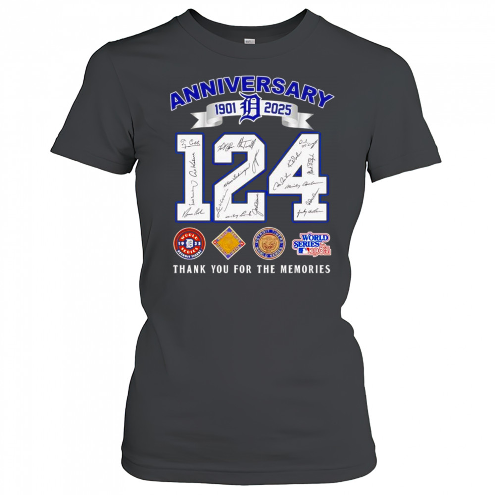 124 anniversary 1901 2025 Detroit Tigers thank you for the memories shirt Women's T-shirt