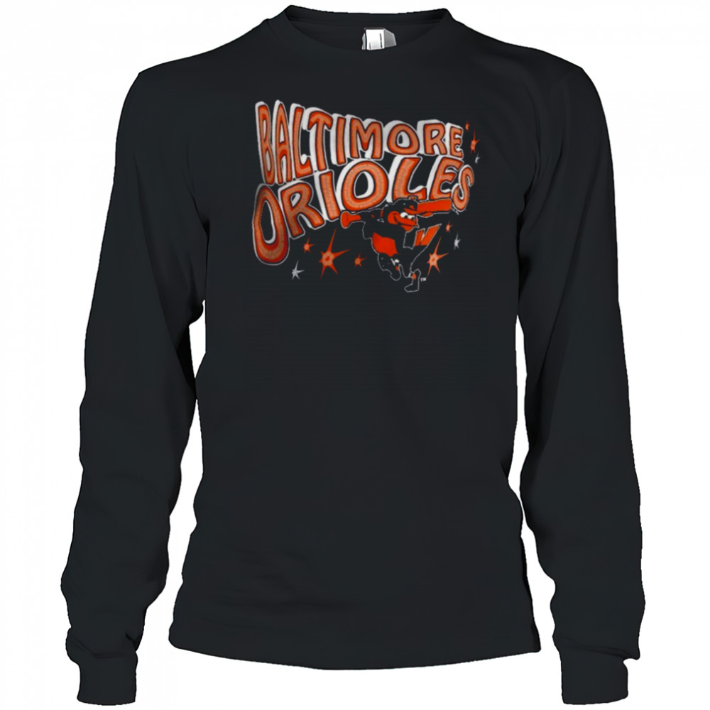 Baltimore Orioles Starter Women’s Fireworks V Neck T Shirt Long Sleeved