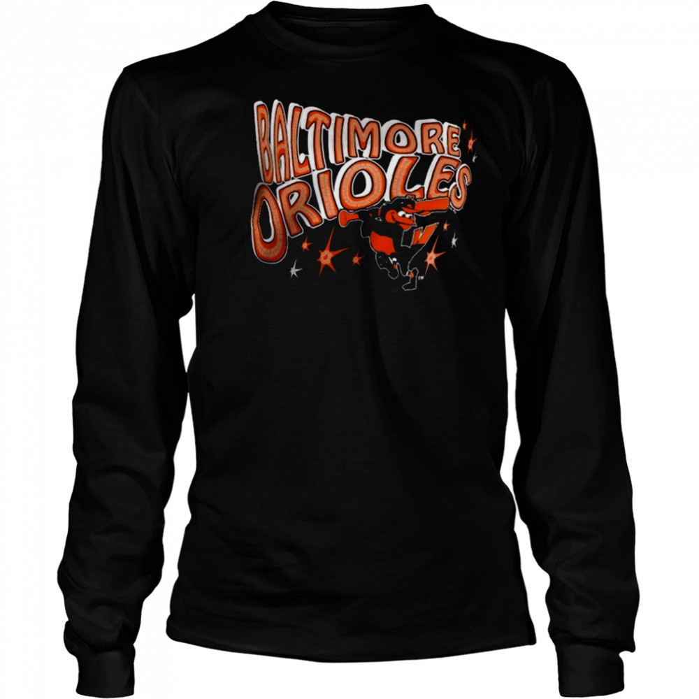 Baltimore Orioles Starter Women’s Fireworks V Neck T Shirt Long Sleeved
