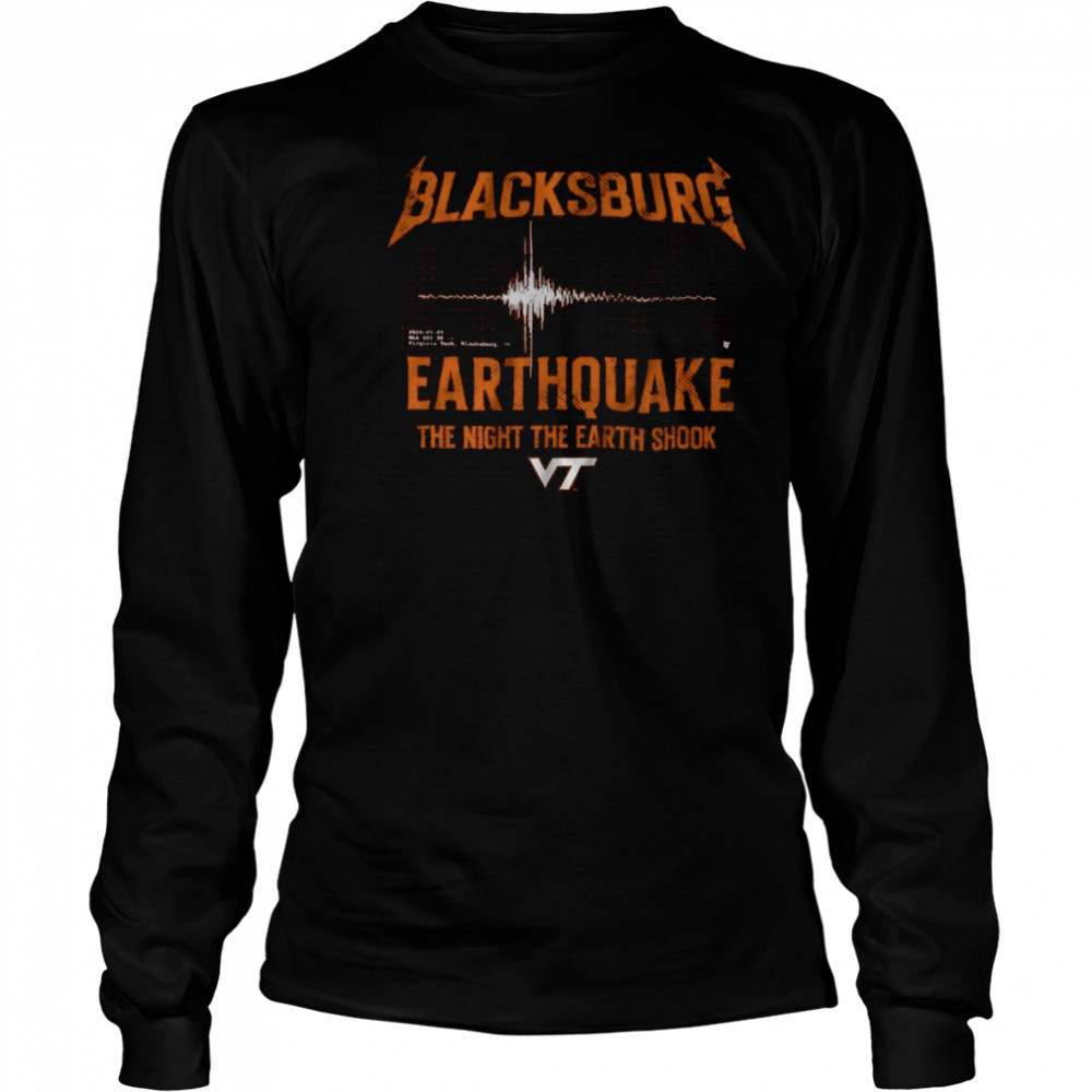 BreakingT Maroon Virginia Tech Hokies Blacksburg Earthquake T Shirt Long Sleeved