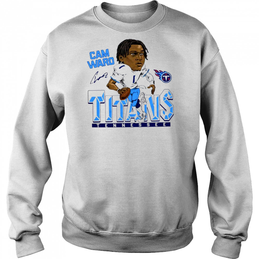 Cameron Ward Tennessee Titans Homage 2025 NFL Draft Caricature Player Graphic Tri Blend T Shirt Hoodie