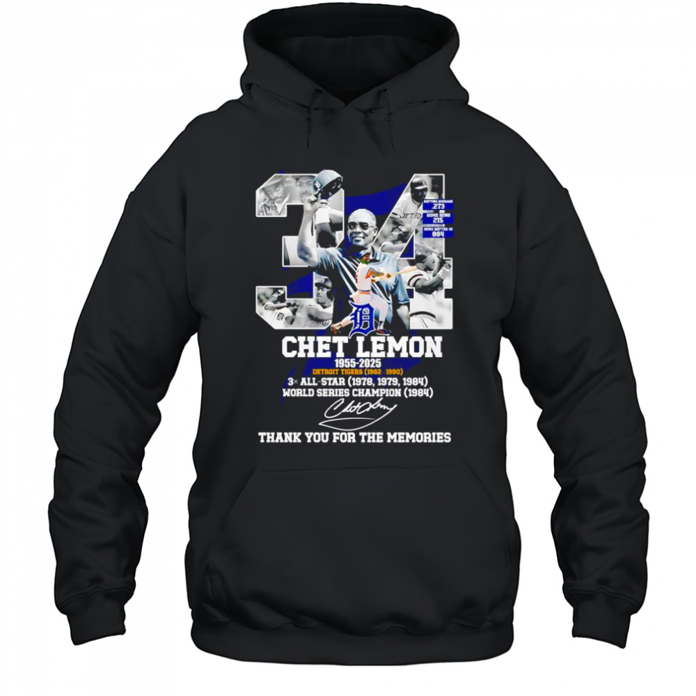 Chef Lemon 1955 2025 Detroit Tigers 1982 1990 thank you for the memories shirt Hoodie