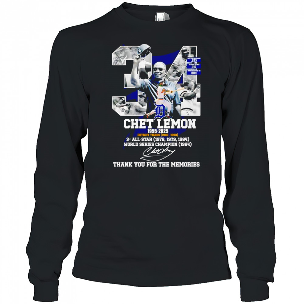 Chef Lemon 1955 2025 Detroit Tigers 1982 1990 thank you for the memories shirt Long Sleeved