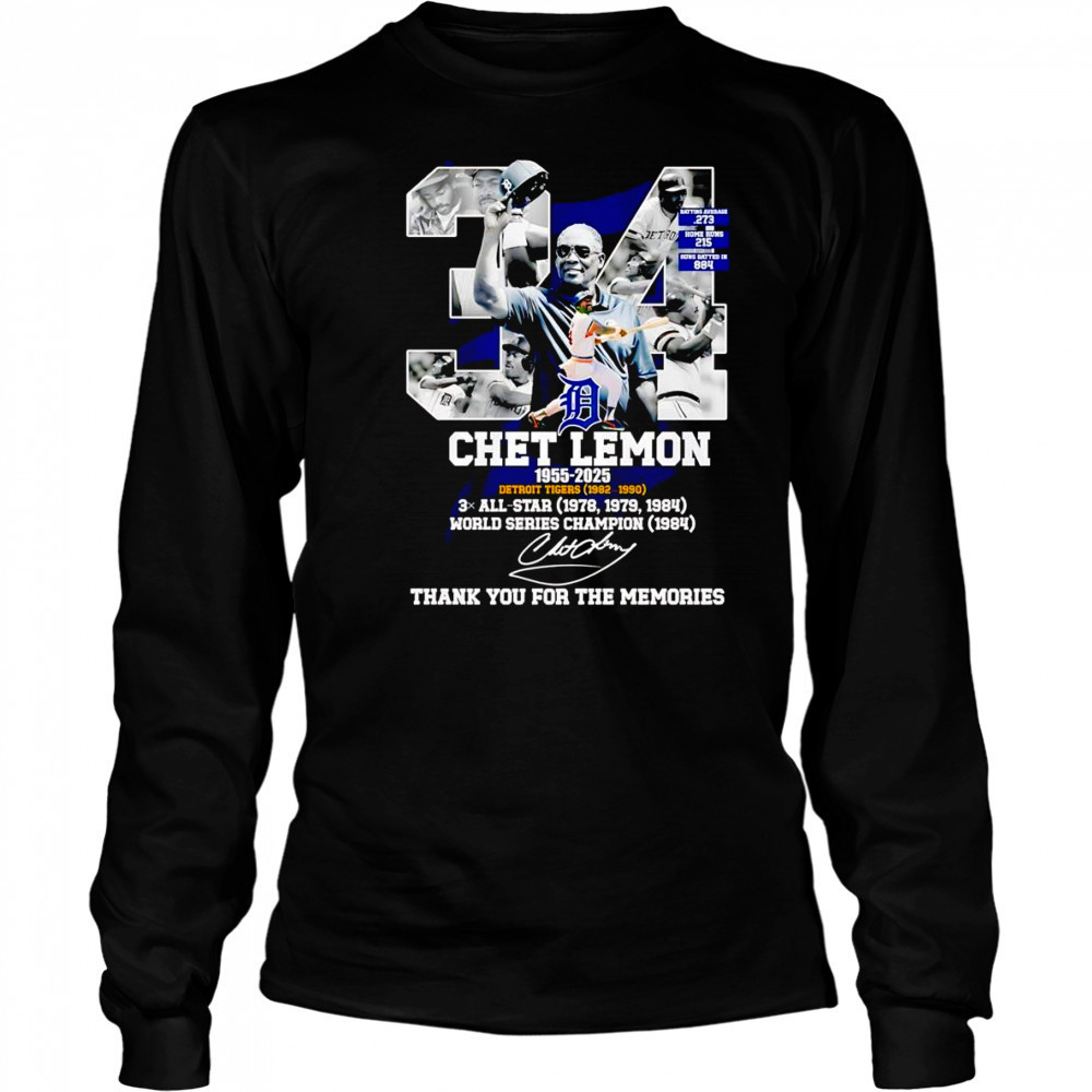 Chef Lemon 1955 2025 Detroit Tigers 1982 1990 thank you for the memories shirt Long Sleeved