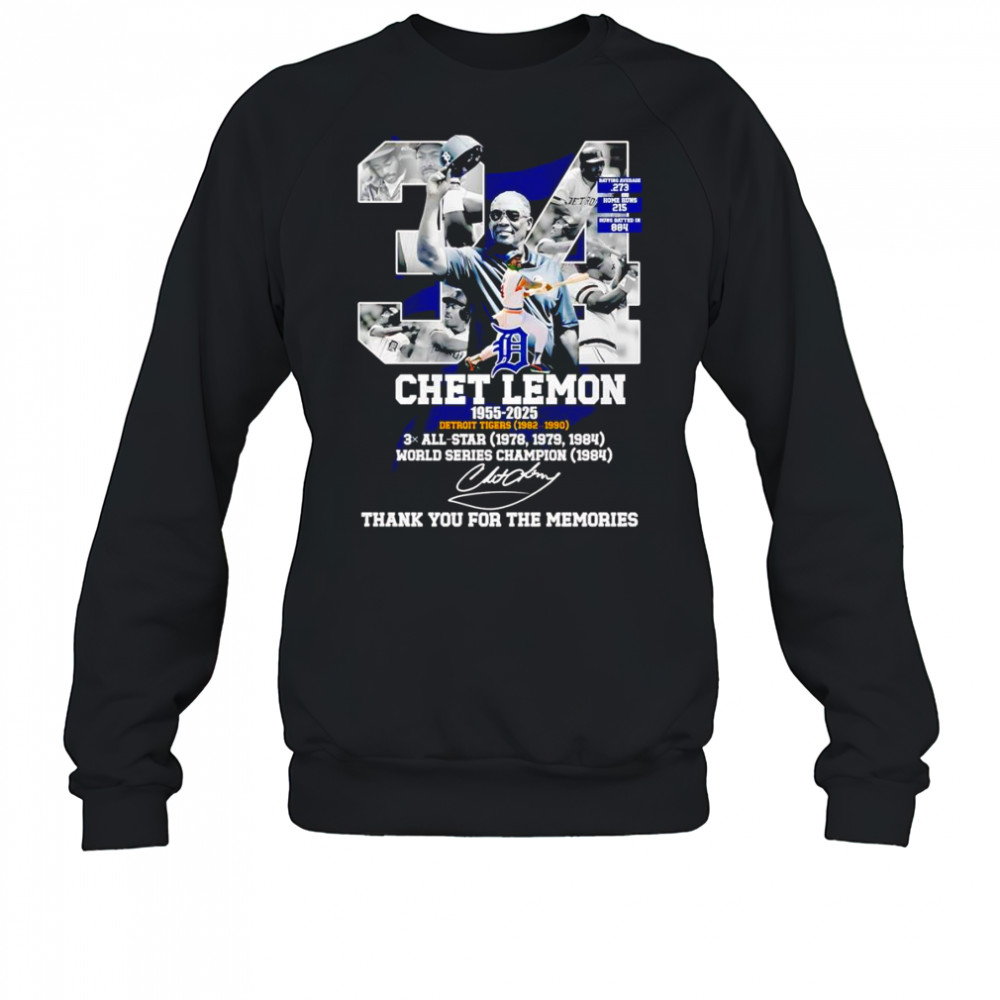 Chef Lemon 1955 2025 Detroit Tigers 1982 1990 thank you for the memories shirt Sweatshirt