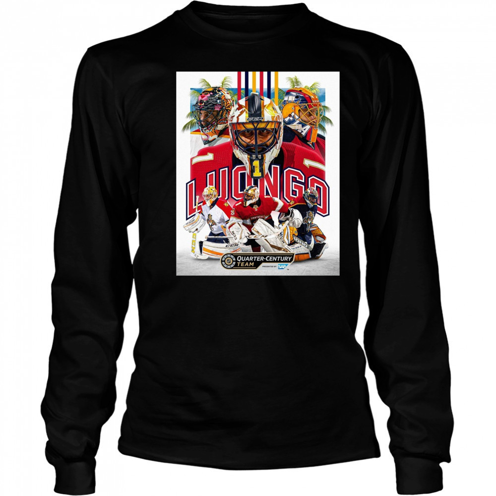 Florida Panthers Congrats Roberto Luongo No. 1 On Being Named To The NHL Quarter Century Team Poster t-shirt Long Sleeved