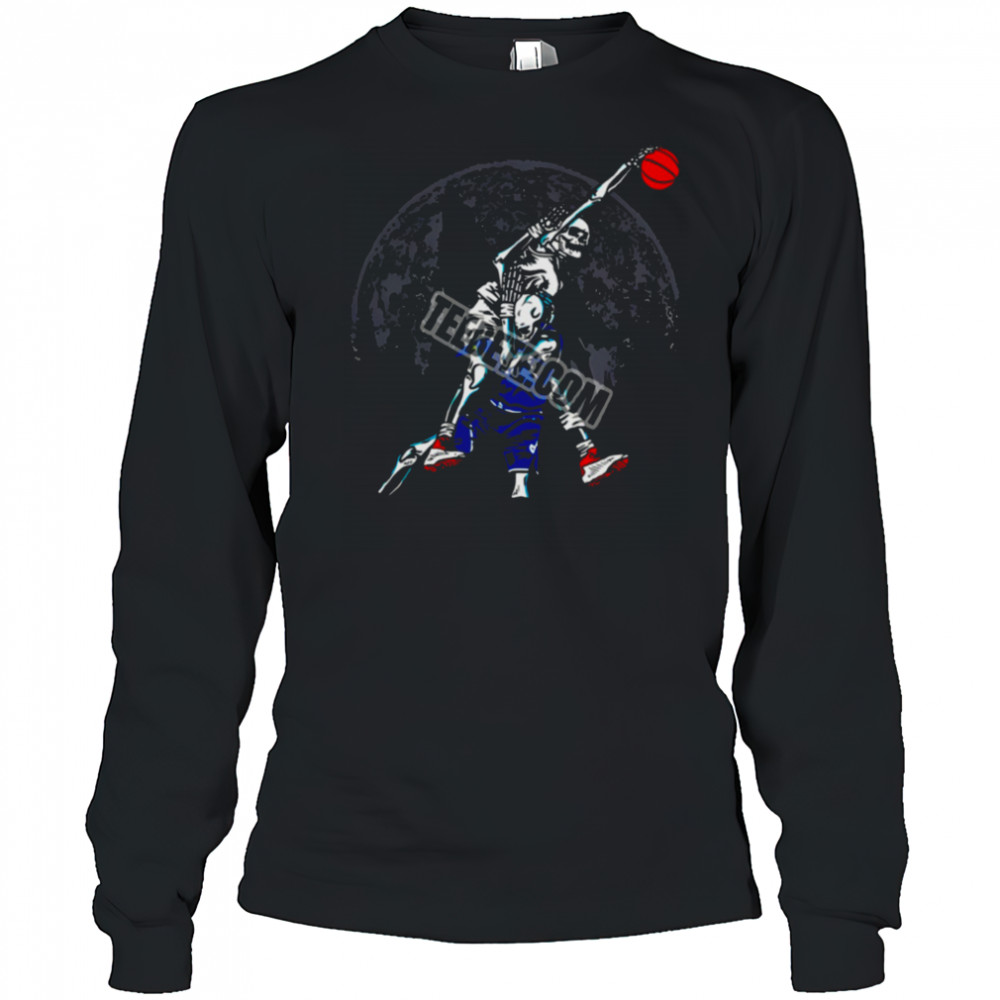 Minnesota Timberwolves Skeleton Playing Basketball Shirt Long Sleeved