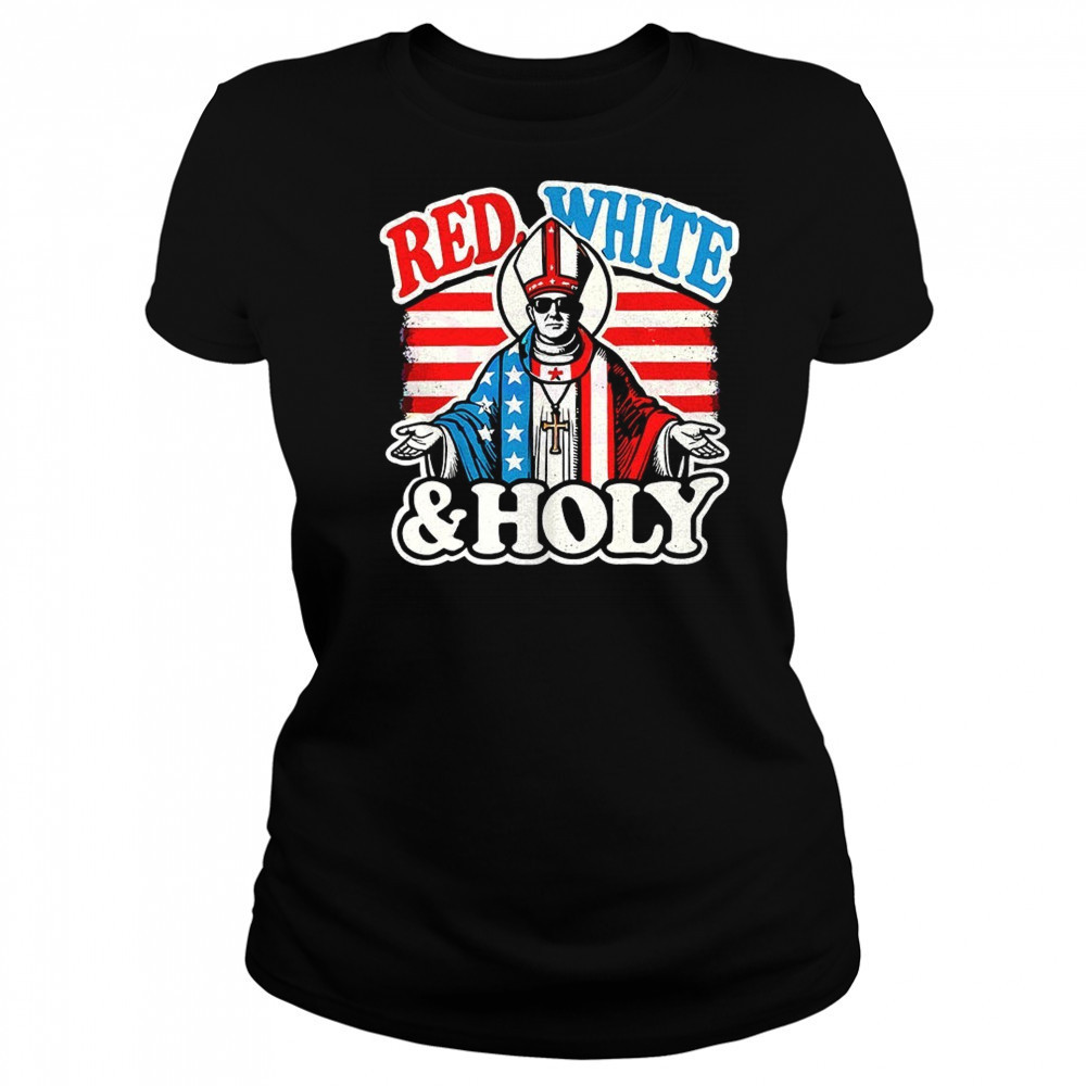 Red white and holly Pope Leo XIV first American Pope shirt Women's T-shirt