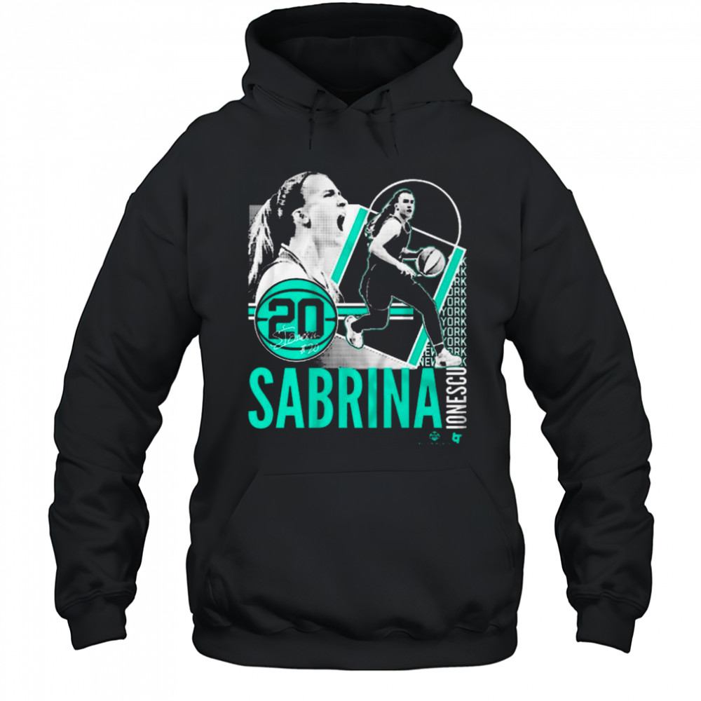 Sabrina Ionescu 20 New York Liberty Basketball Collage Frame Signature t-shirt Hoodie