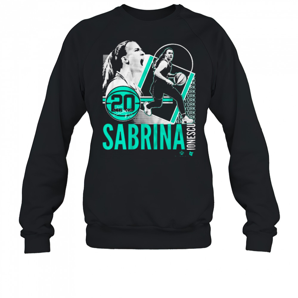 Sabrina Ionescu 20 New York Liberty Basketball Collage Frame Signature t-shirt Sweatshirt