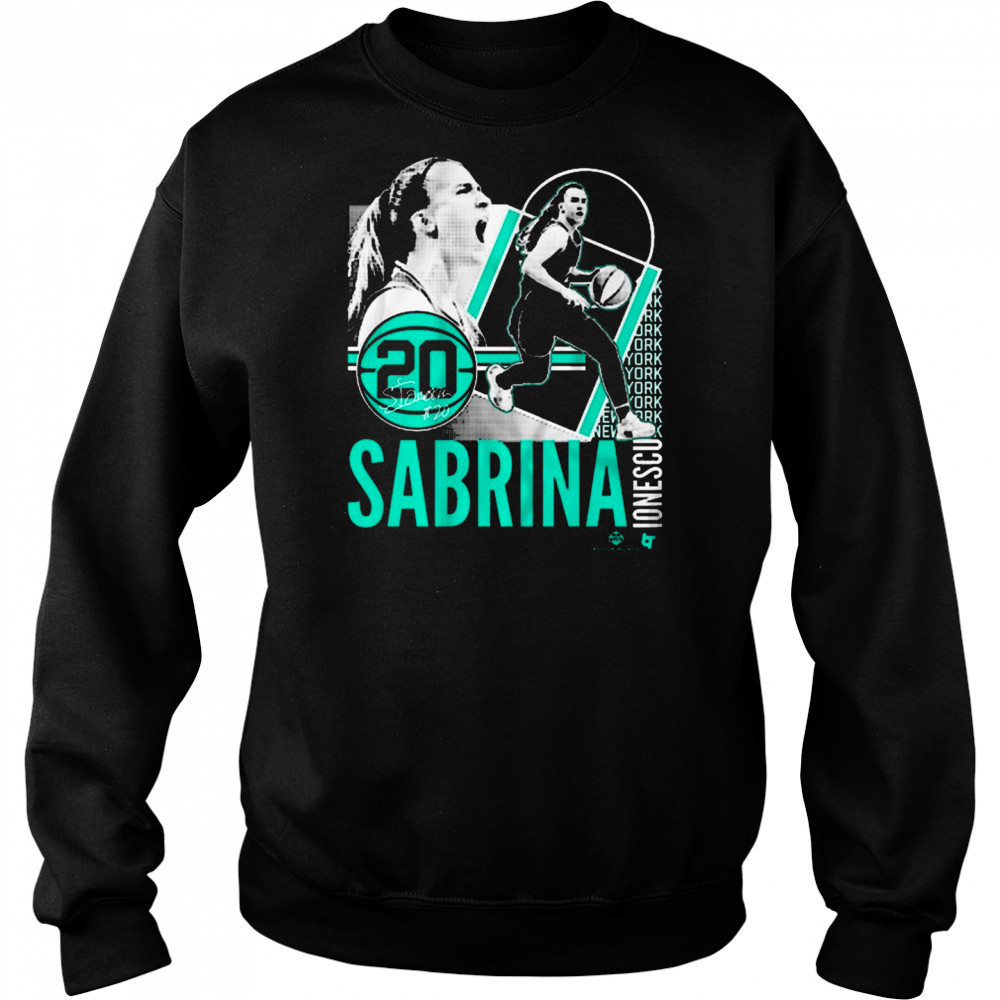 Sabrina Ionescu 20 New York Liberty Basketball Collage Frame Signature t-shirt Hoodie