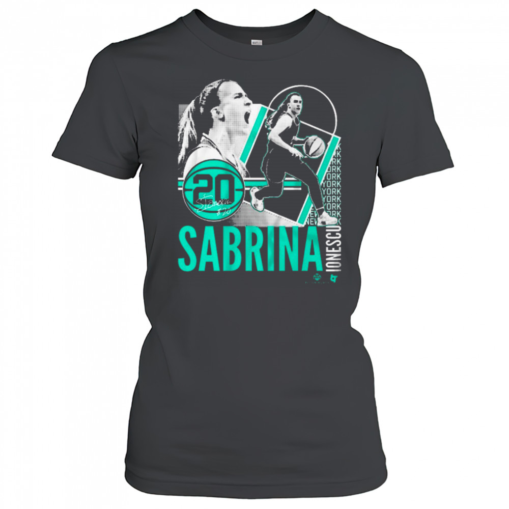 Sabrina Ionescu 20 New York Liberty Basketball Collage Frame Signature t-shirt Women's T-shirt