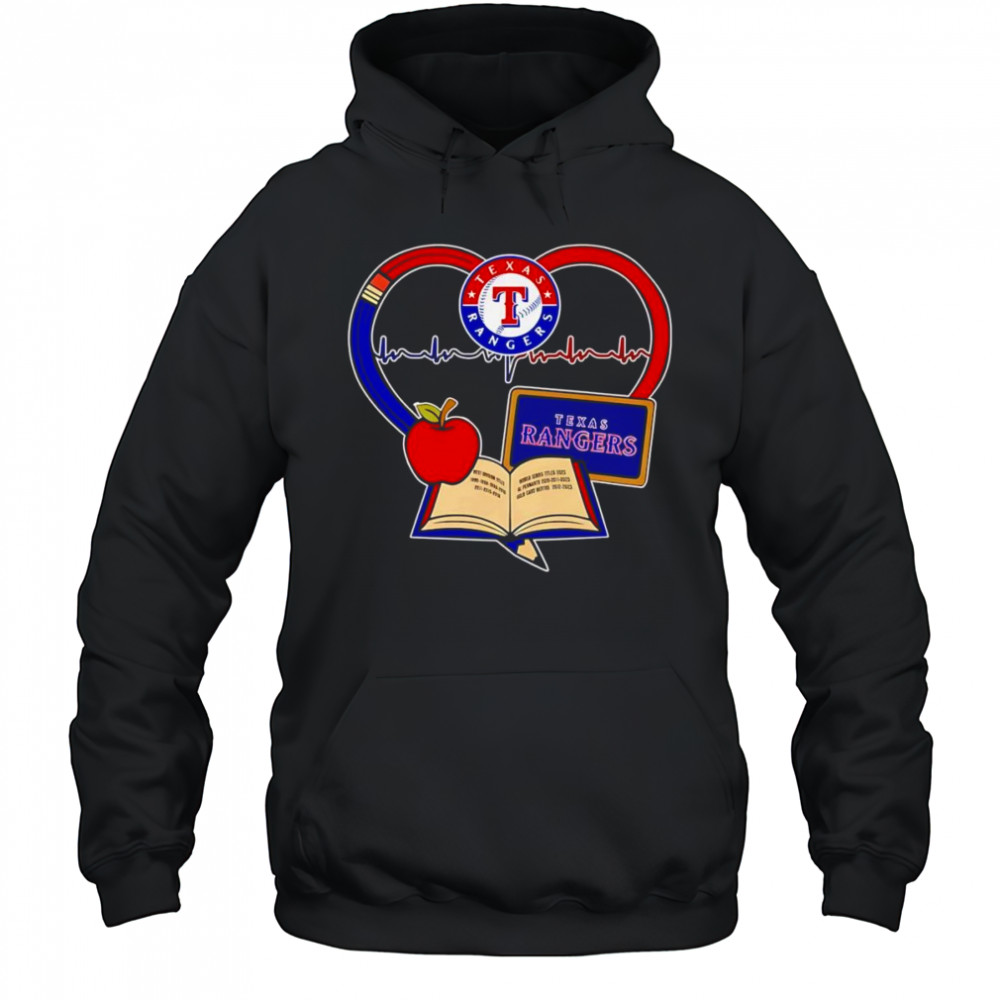 Teacher pencil apple heart Texas Rangers shirt Hoodie