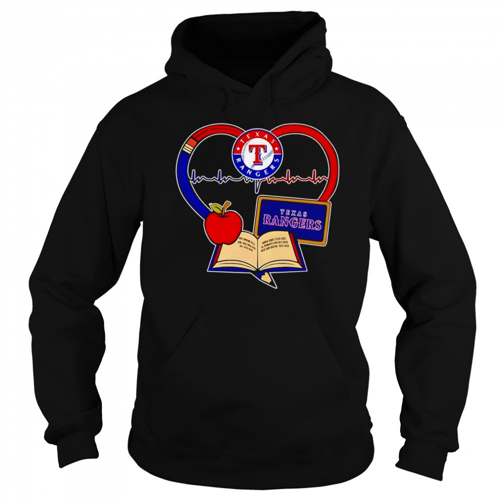 Teacher pencil apple heart Texas Rangers shirt Sweatshirt