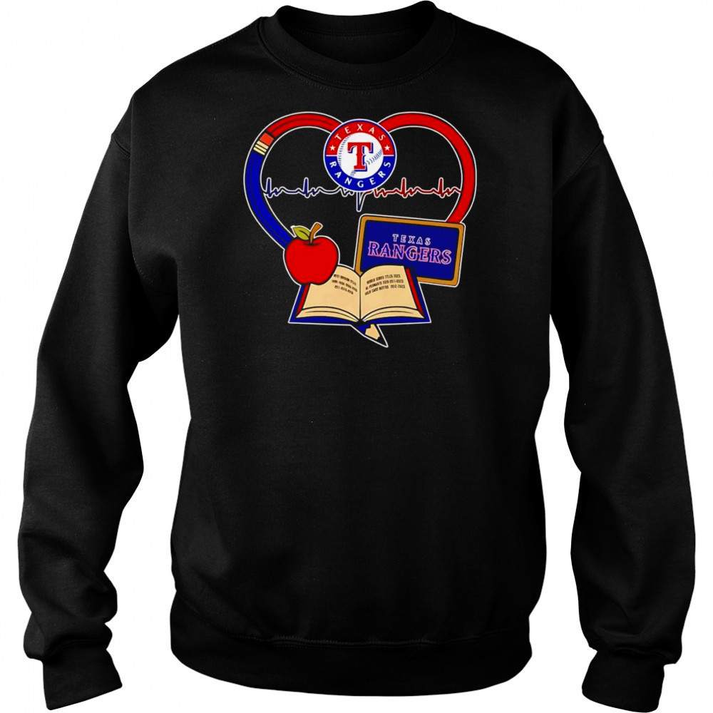 Teacher pencil apple heart Texas Rangers shirt Hoodie