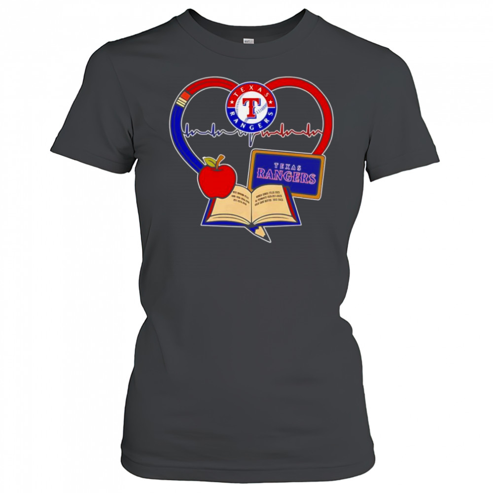 Teacher pencil apple heart Texas Rangers shirt Women's T-shirt