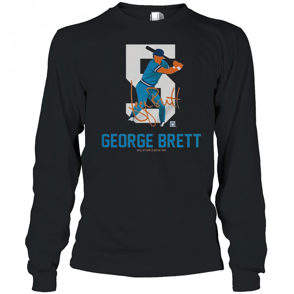 Teambrown George Brett Baseball Hall Of Fame Member Signature T-Shirt Long Sleeved