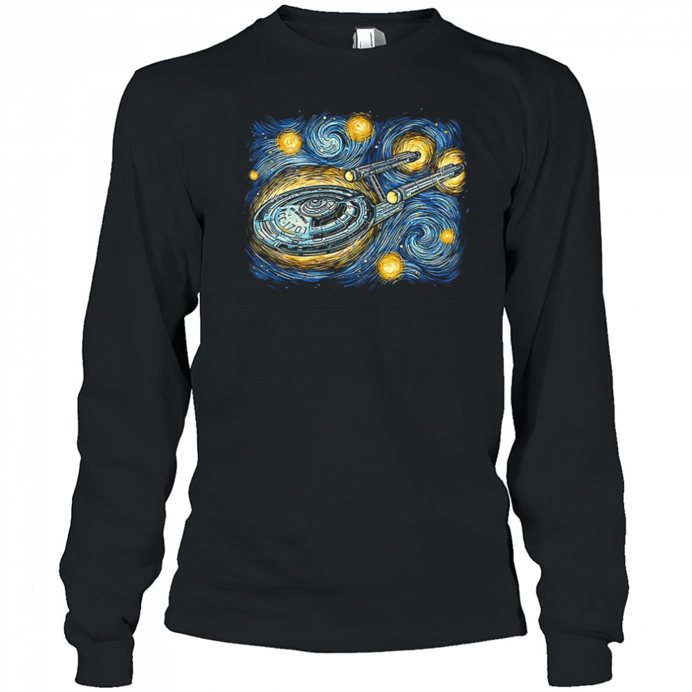 The U.S.S. Enterprise X Van Gogh’s Starry Night Starry Journey shirt Long Sleeved