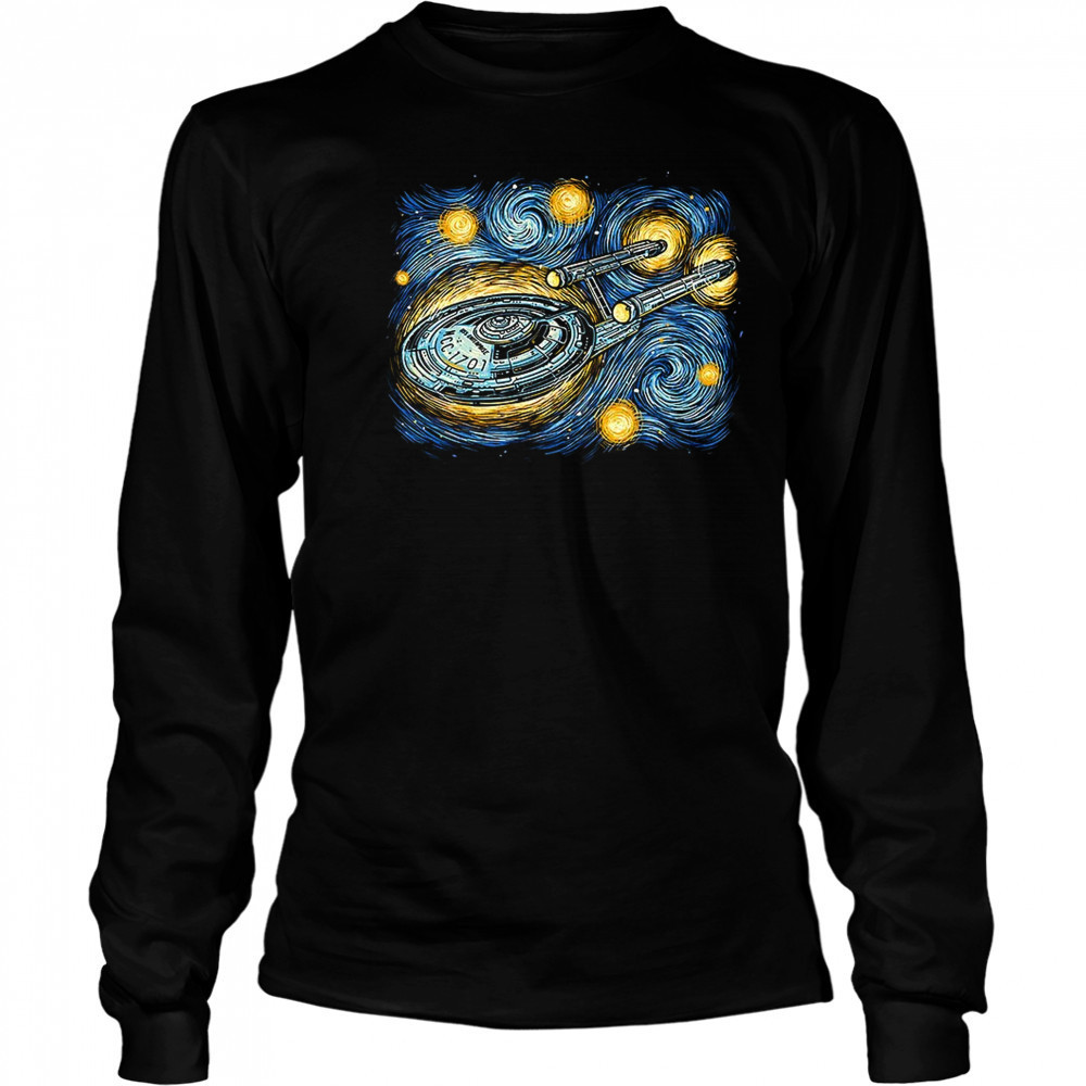 The U.S.S. Enterprise X Van Gogh’s Starry Night Starry Journey shirt Long Sleeved