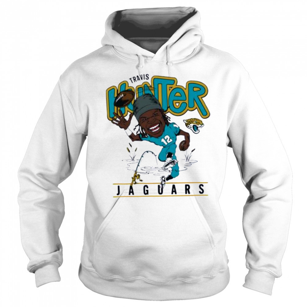 Travis Hunter Jacksonville Jaguars Homage 2025 NFL Draft Caricature Player Graphic Tri Blend T Shirt Sweatshirt
