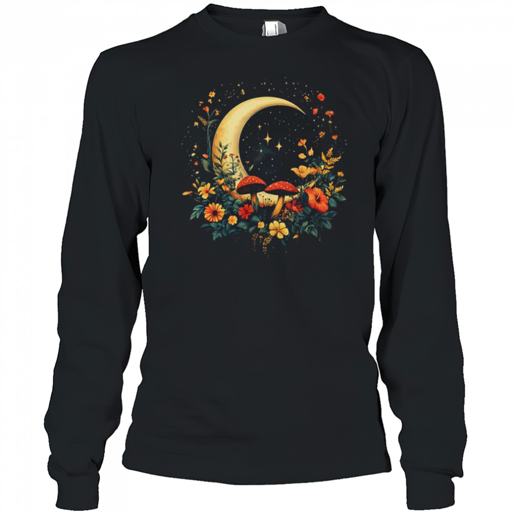 Aesthetic Cottagecore Botanical Moon Mushrooms Gardening shirt Long Sleeved