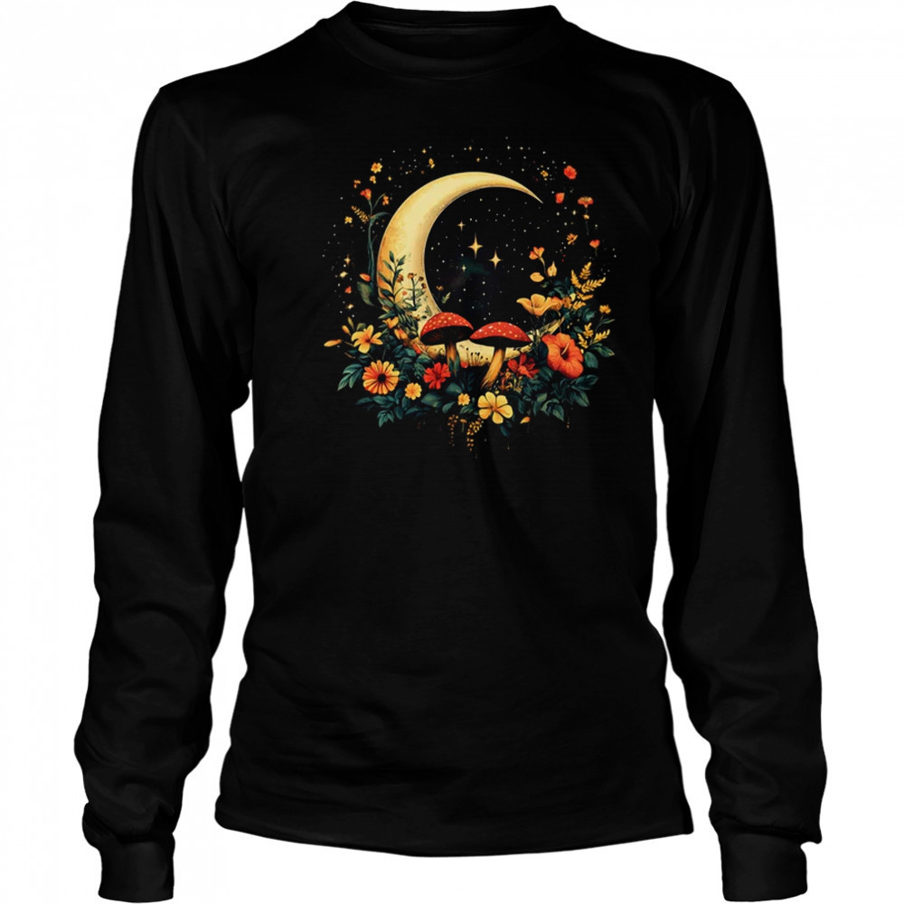 Aesthetic Cottagecore Botanical Moon Mushrooms Gardening shirt Long Sleeved
