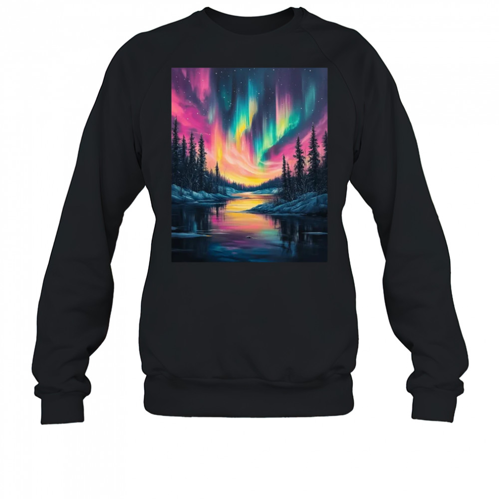 Alaska Landscape Aurora Borealis Northern Lights Vacation shirt Sweatshirt