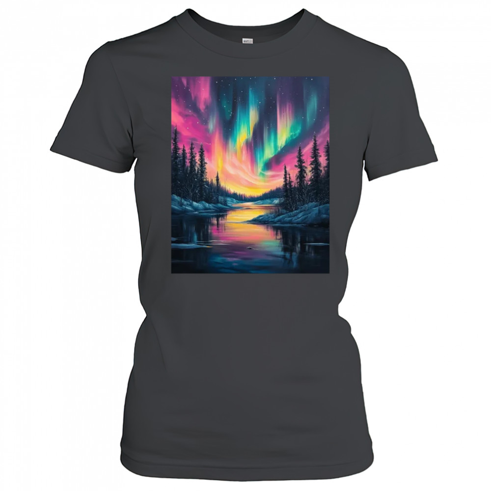Alaska Landscape Aurora Borealis Northern Lights Vacation shirt Women's T-shirt