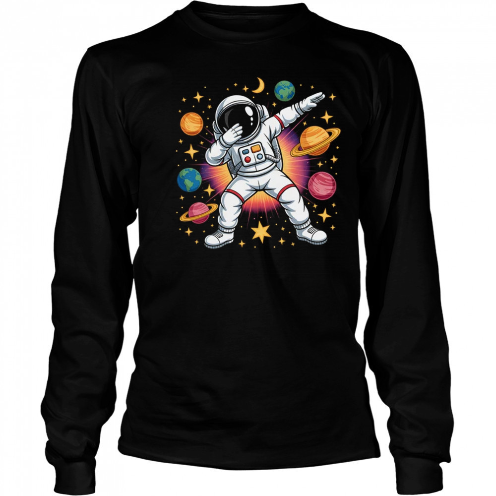 Astronaut Dabbing In Space Cosmic Galaxy Adventure Boy Girls shirt Long Sleeved