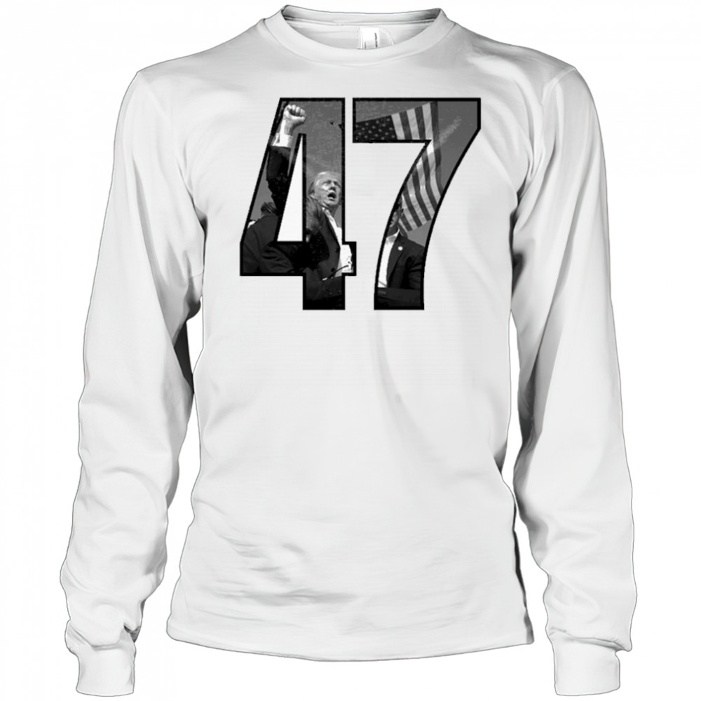 Charlie Kirk Trump 47 Fighting T-shirt Long Sleeved