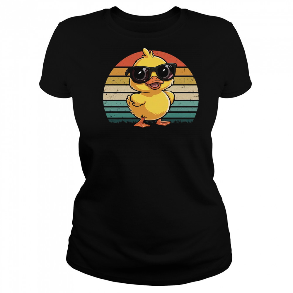 Cool Yellow Rubber Duck In Sunglasses Retro Funny Duck Lover shirt Women's T-shirt