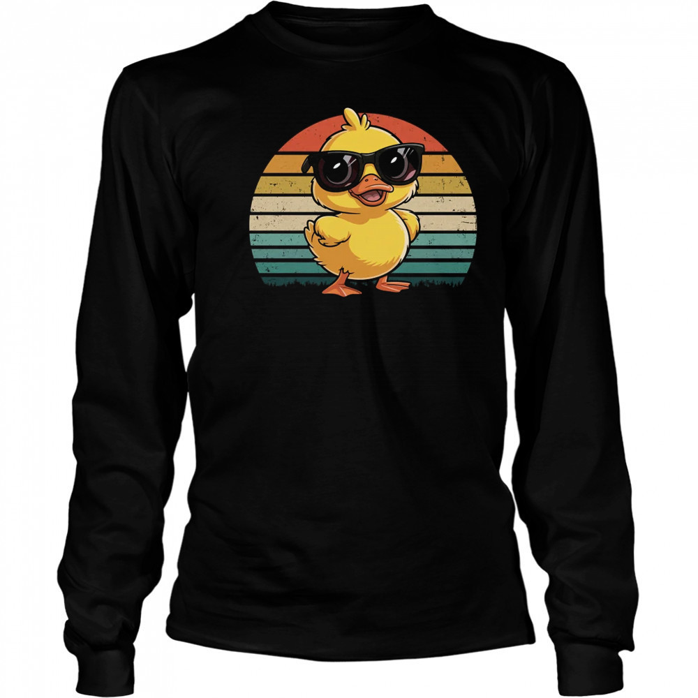Cool Yellow Rubber Duck In Sunglasses Retro Funny Duck Lover shirt Long Sleeved