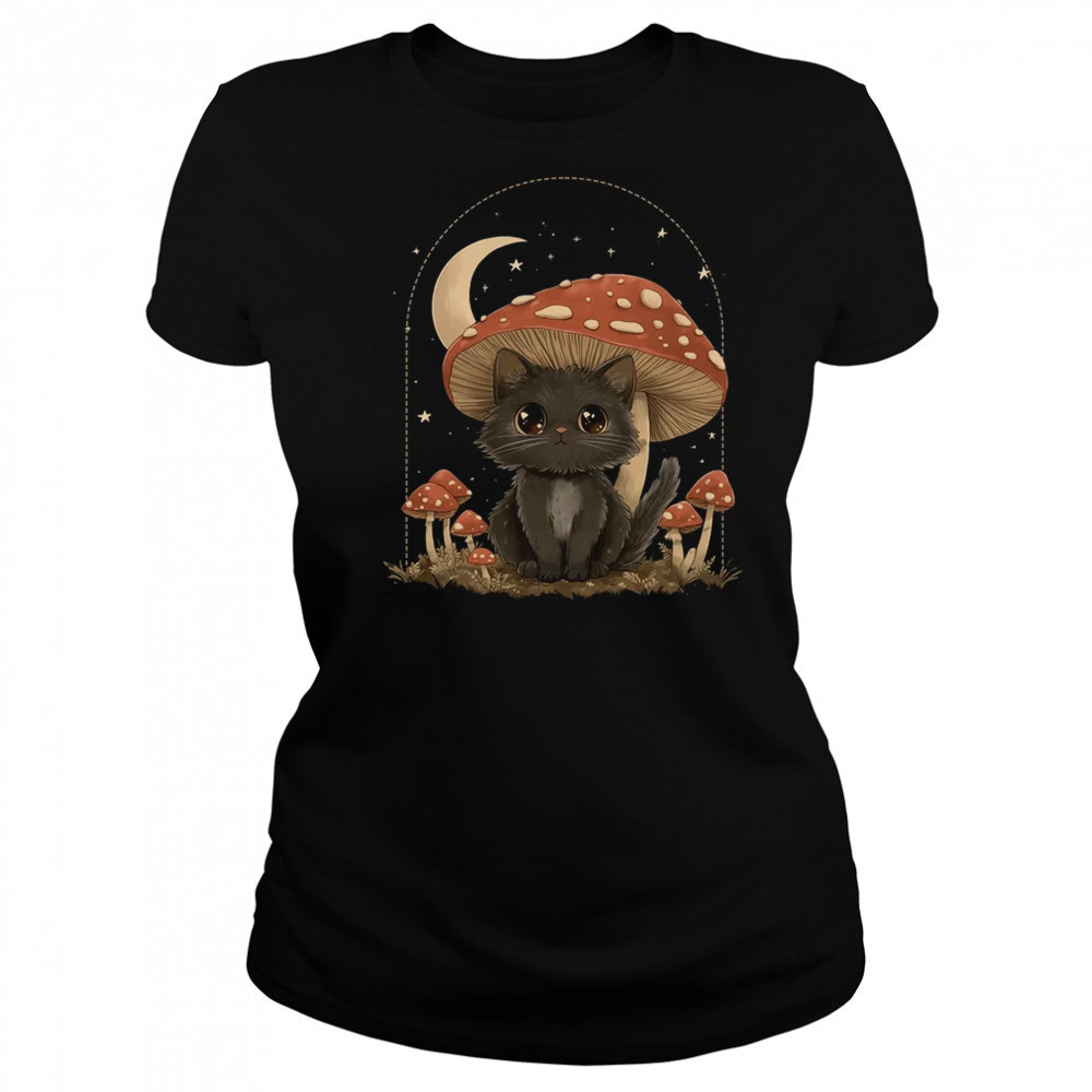 Cottagcore Cat Mushroom Hat Vintage Aesthetic Women shirt Women's T-shirt