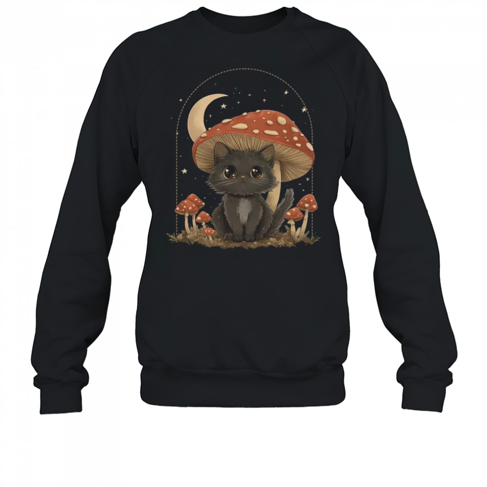 Cottagcore Cat Mushroom Hat Vintage Aesthetic Women shirt Sweatshirt