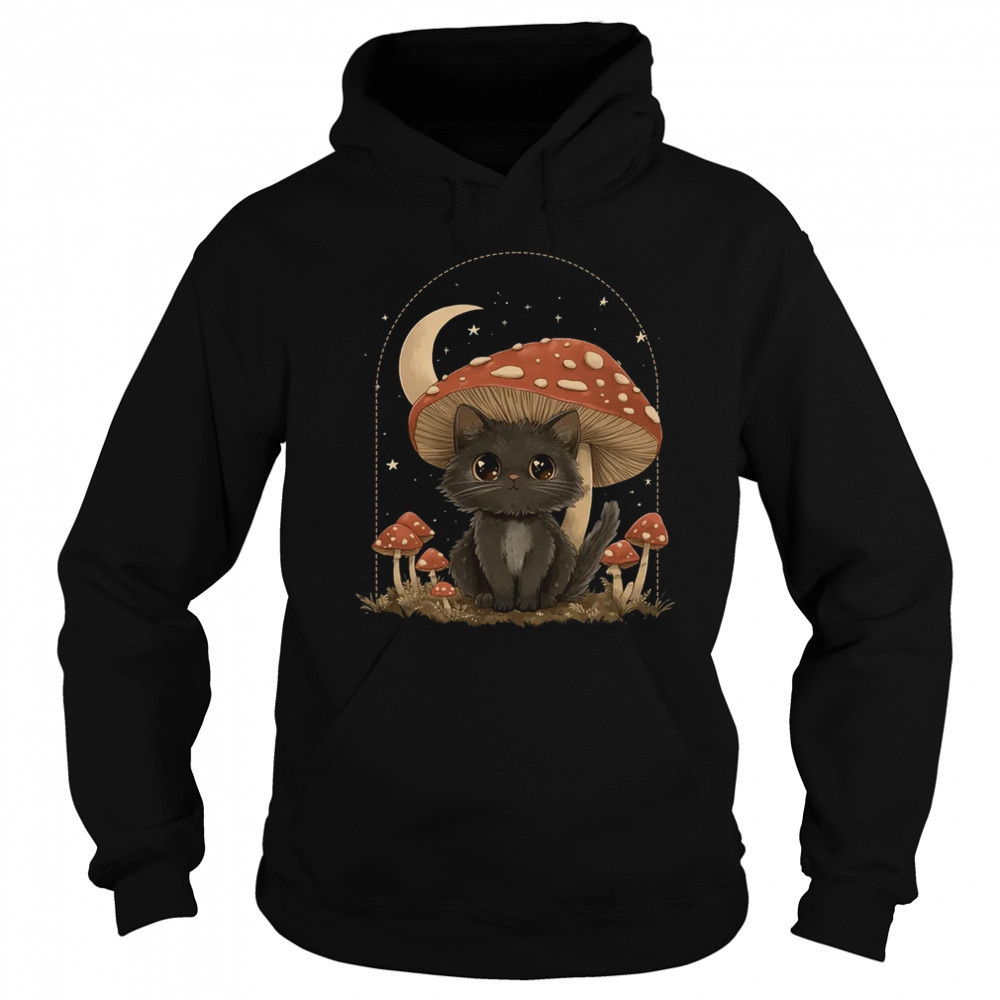 Cottagcore Cat Mushroom Hat Vintage Aesthetic Women shirt Sweatshirt